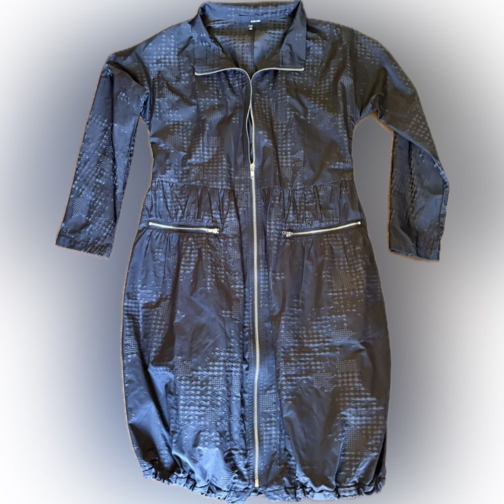 Sun Kim Bubble Hem Zip Tunic Dress Jacket Black Size XS S